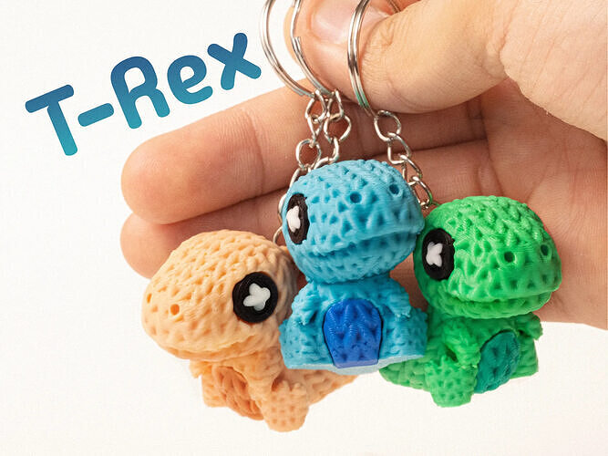 Adorable 3D Printed Blue Dinosaur Keychain 3D print model