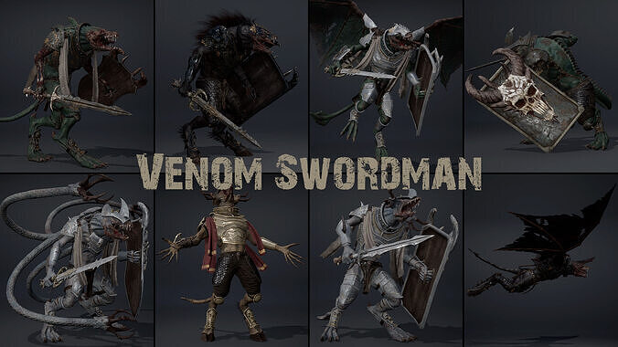 Venom Swordman Low-poly 3D model
