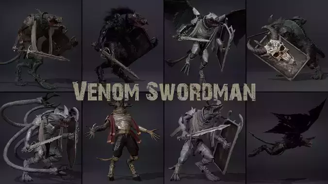 Venom Swordman Low-poly 3D model