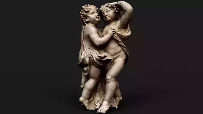 ancient cupids marble monument PBR photogrammetry Low-poly 3D model