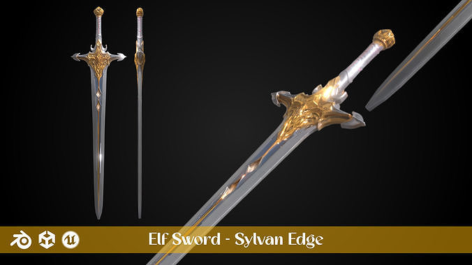Stylized Elf Sword - Sylvan Edge - Game Ready 3D model