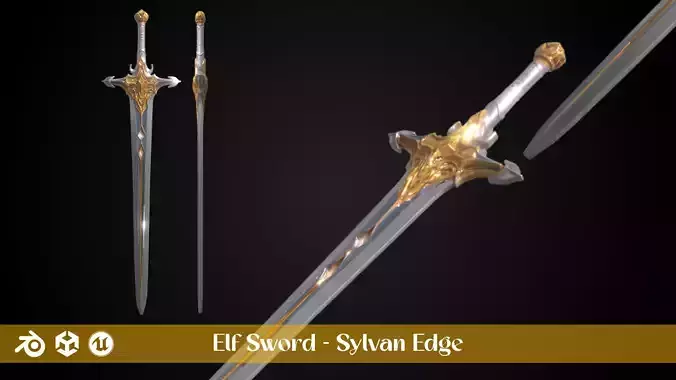 Stylized Elf Sword - Sylvan Edge - Game Ready