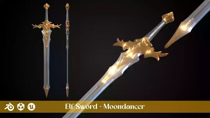 Stylized Elf Sword - Moondancer - Game Ready