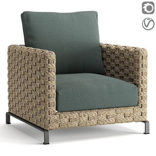 Ray Outdoor Natural Armchair 3D model