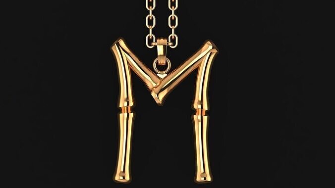 Golden M Initial Pendant 10MM-350mg 3D print model