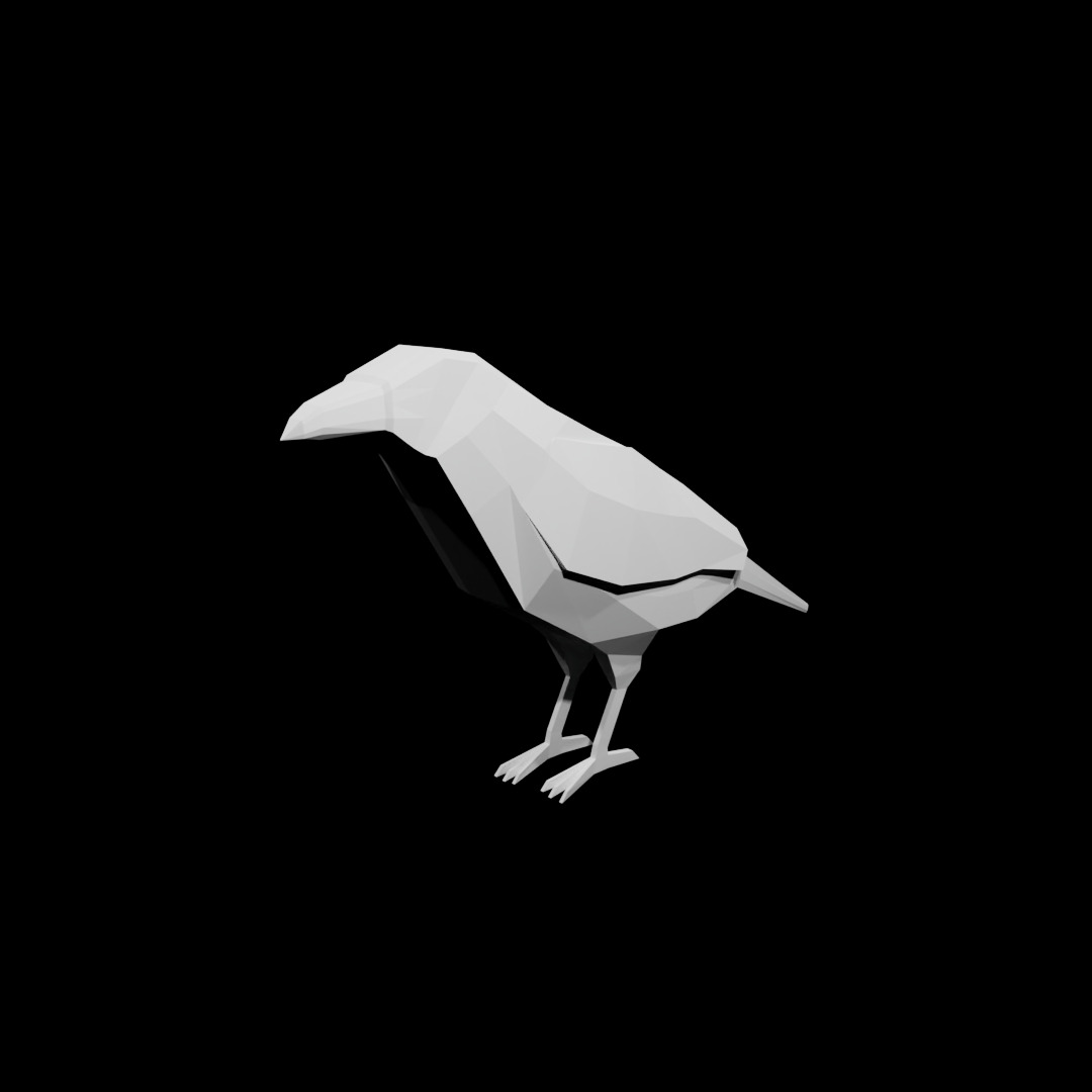 Low-Poly Raven 3D model_3