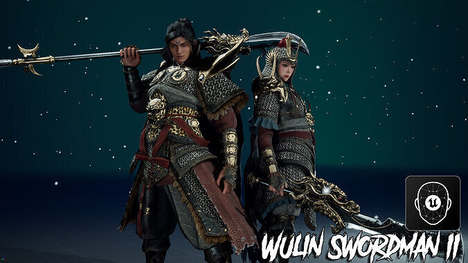 G2  Wulin Swordman 02 Low-poly 3D model