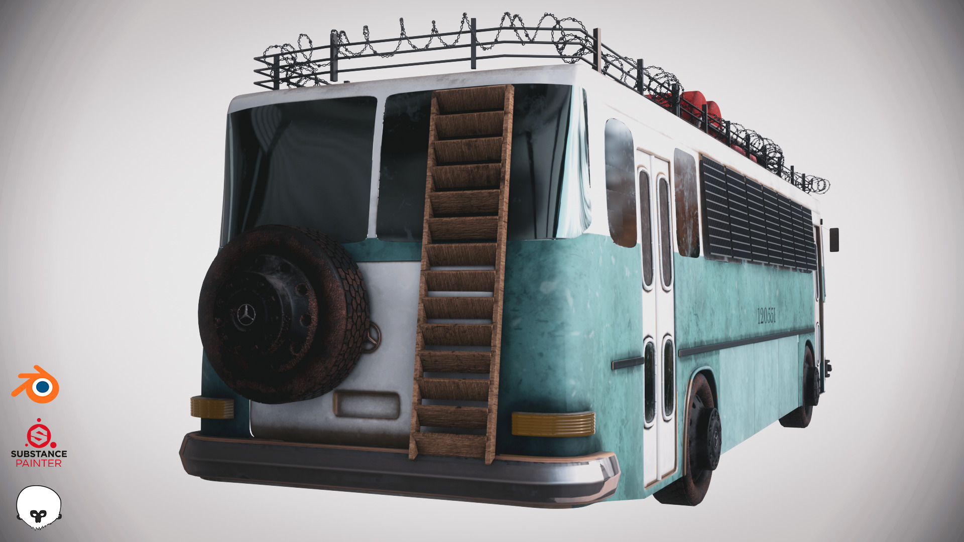 Post-Apocalyptic Bus Low-poly 3D model_6