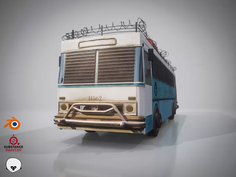 Post-Apocalyptic Bus Low-poly 3D model_0