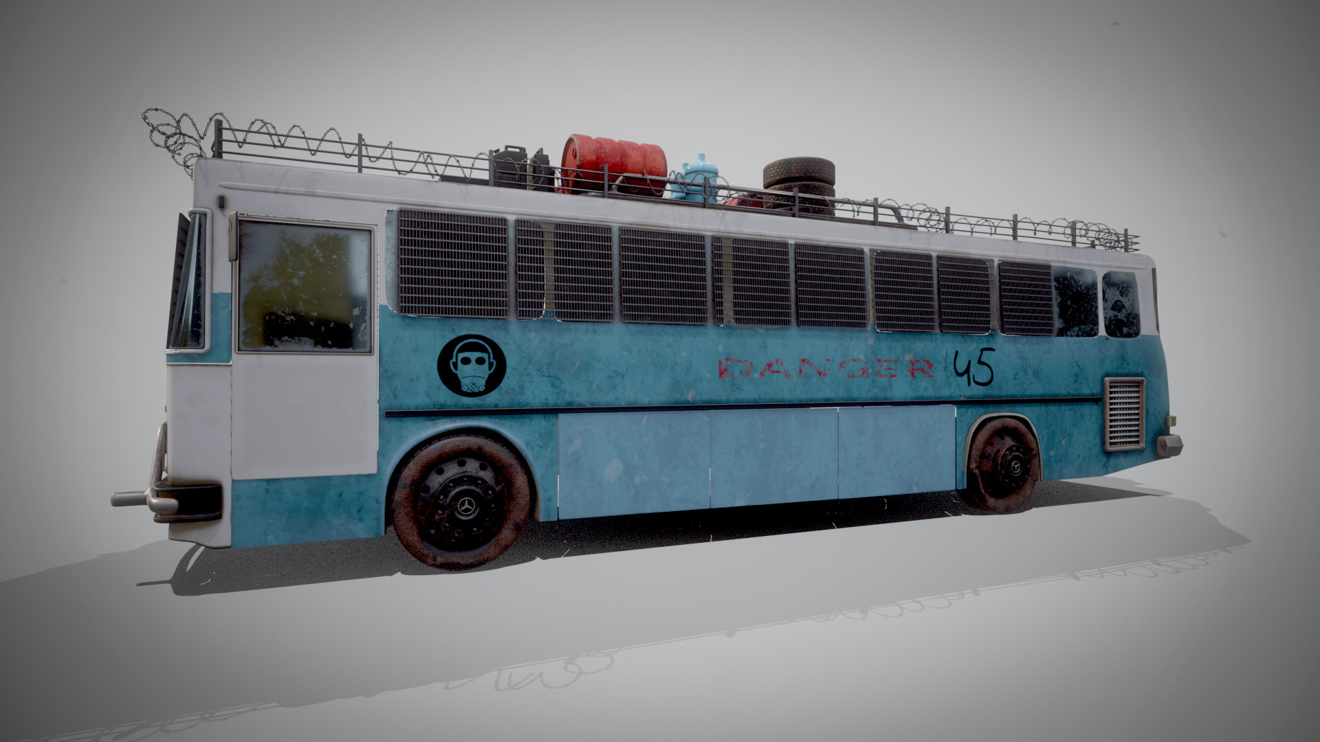 Post-Apocalyptic Bus Low-poly 3D model_3