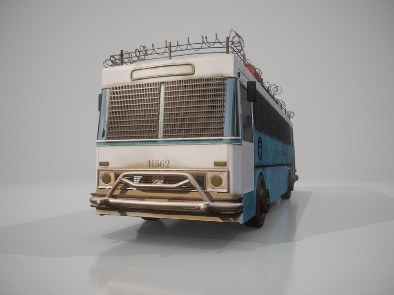 Post-Apocalyptic Bus Low-poly 3D model_5