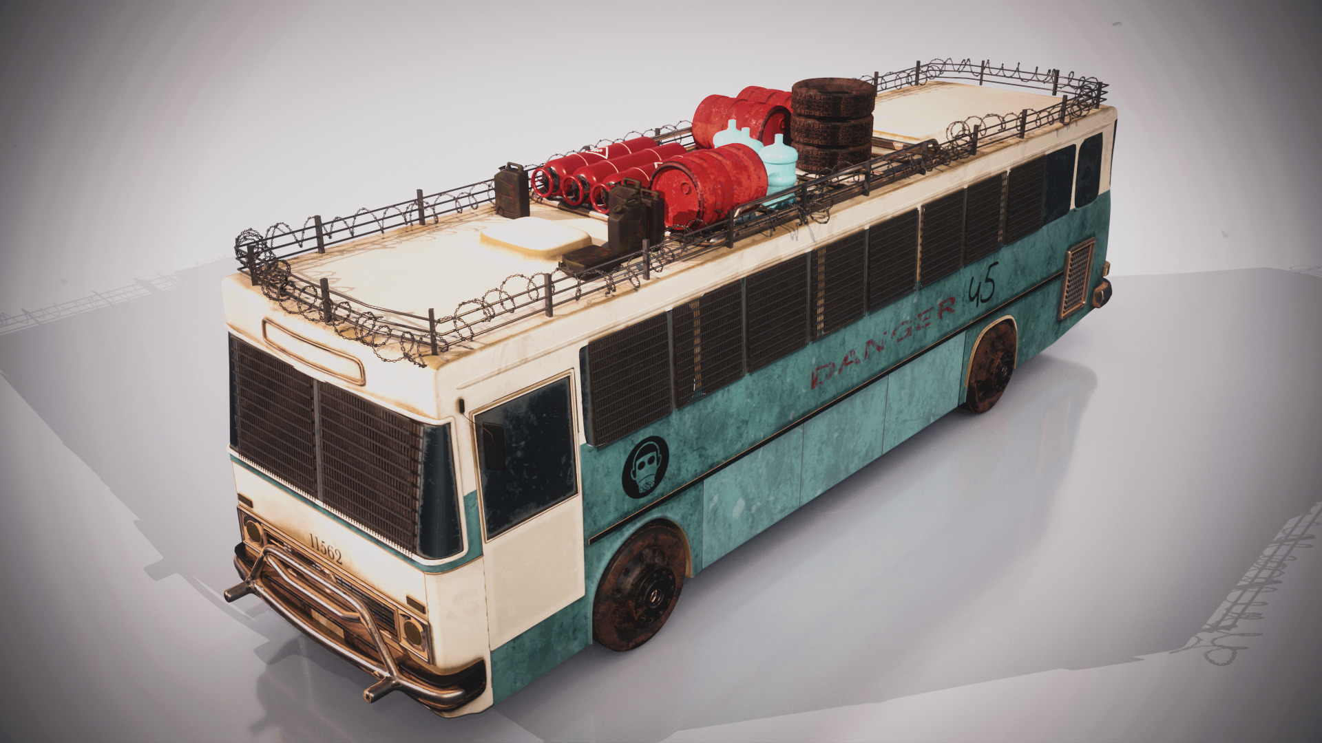 Post-Apocalyptic Bus Low-poly 3D model_7