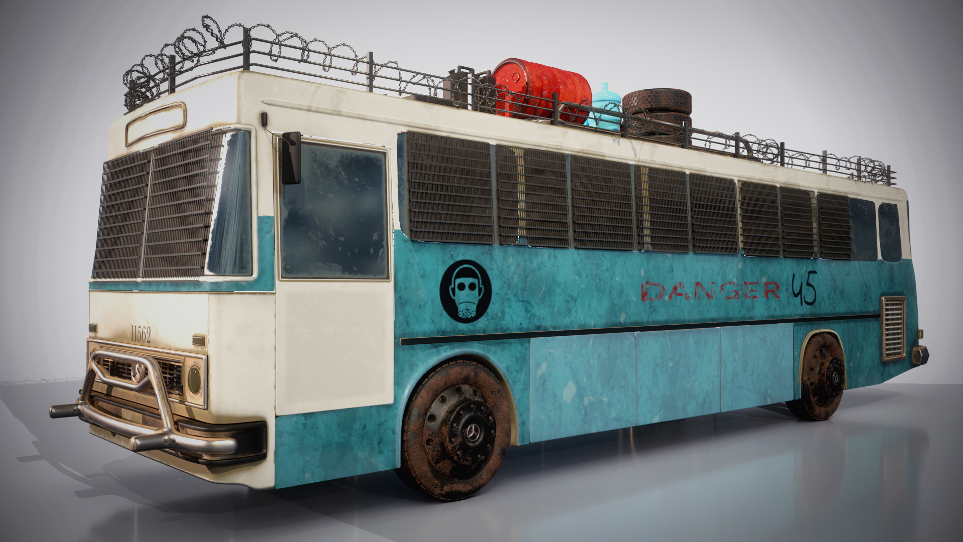 Post-Apocalyptic Bus Low-poly 3D model_9