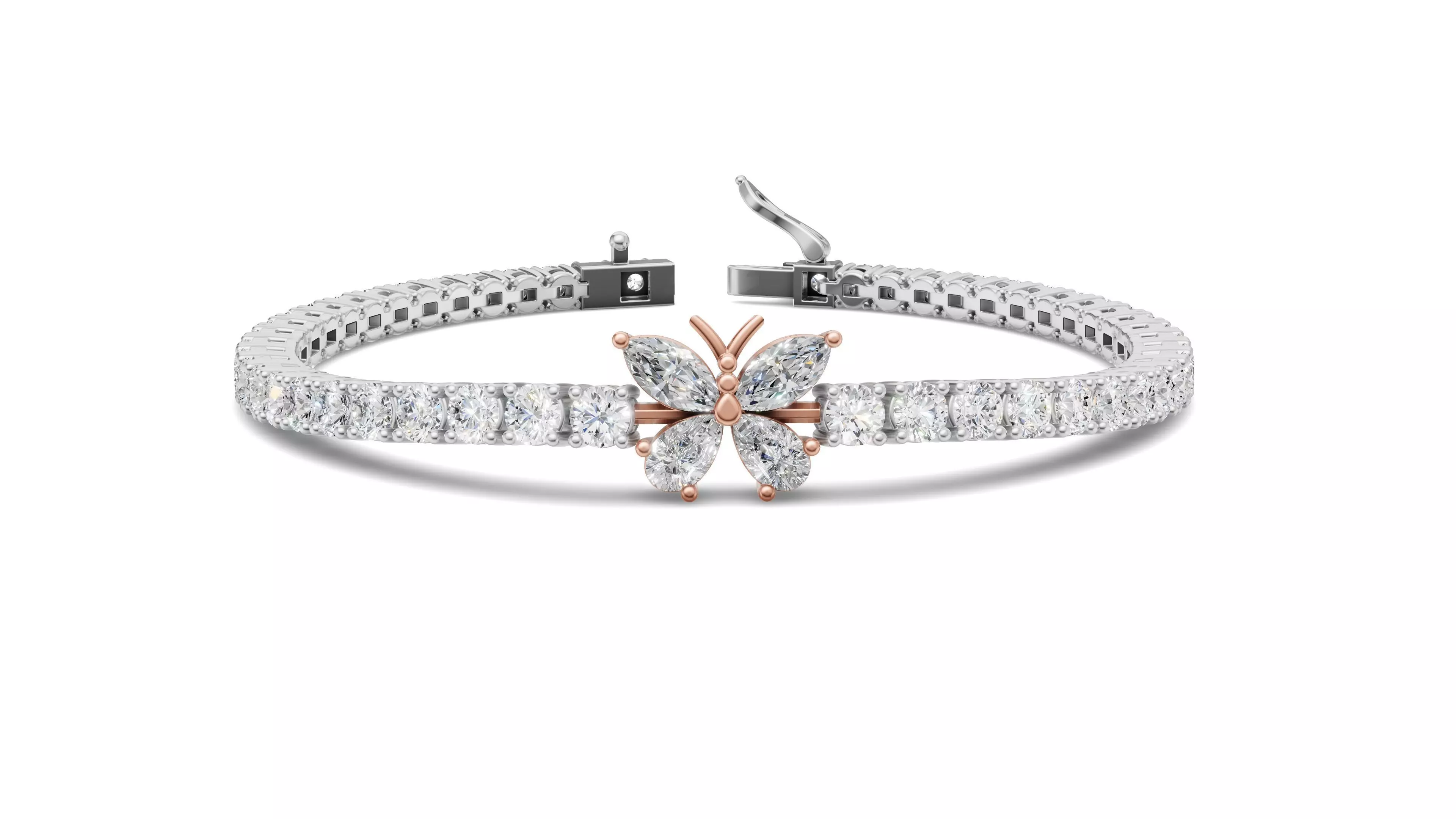 Butterfly Diamond Tennis Bracelet 3D print model