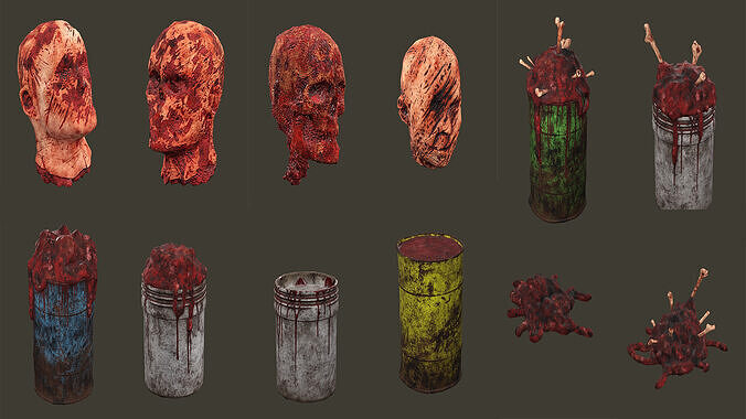 Horror Assets - Human Corpses Pack 04 Low-poly 3D Model Low-poly 3D model