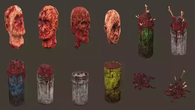 Horror Assets - Human Corpses Pack 04 Low-poly 3D Model Low-poly 3D model