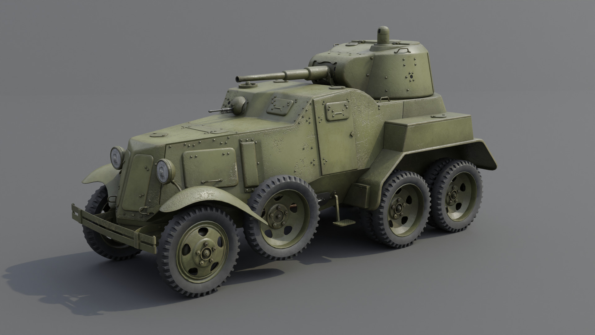 BA-10 Armored car Low-poly 3D model_21