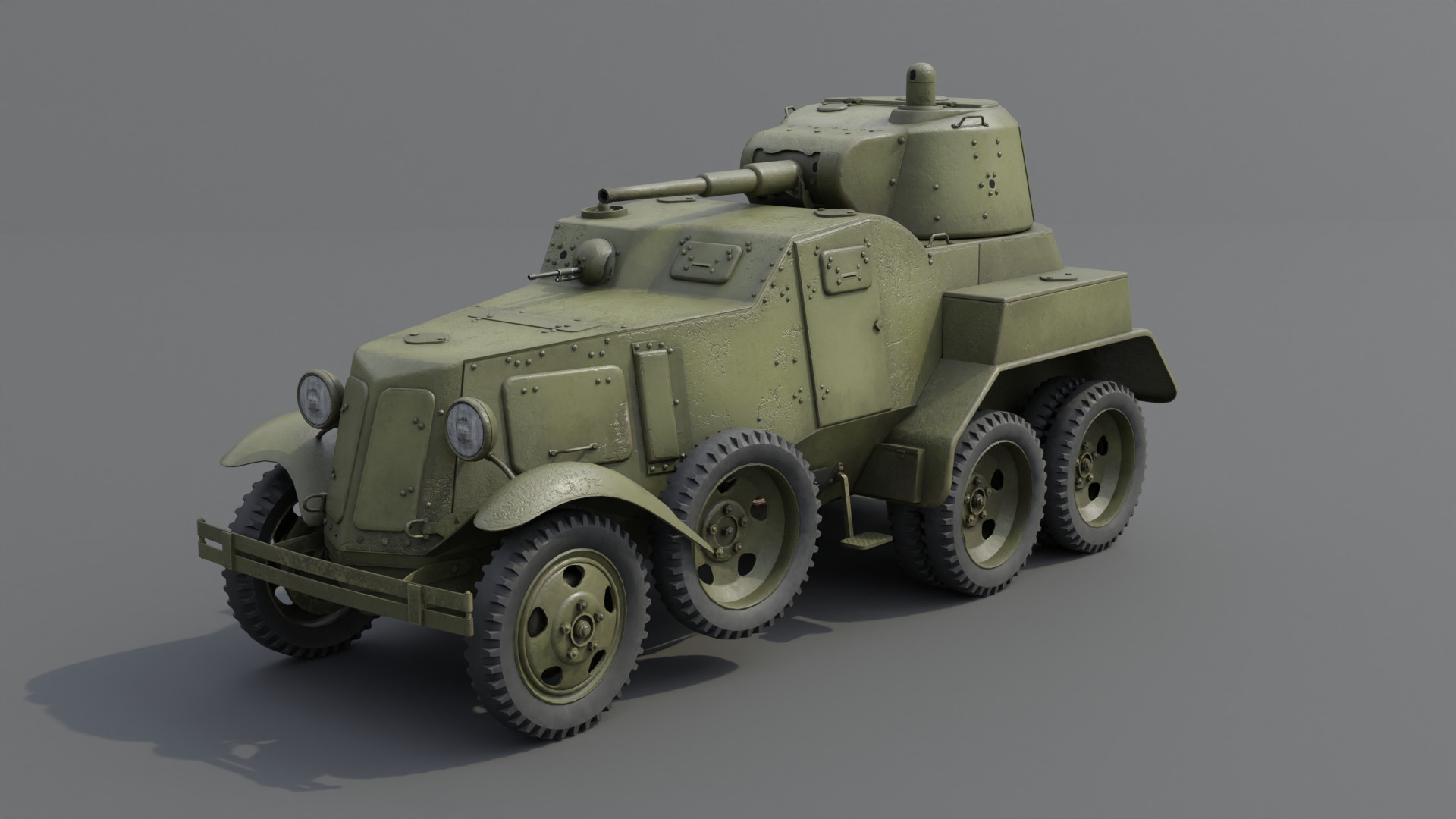 BA-10 Armored car Low-poly 3D model_11