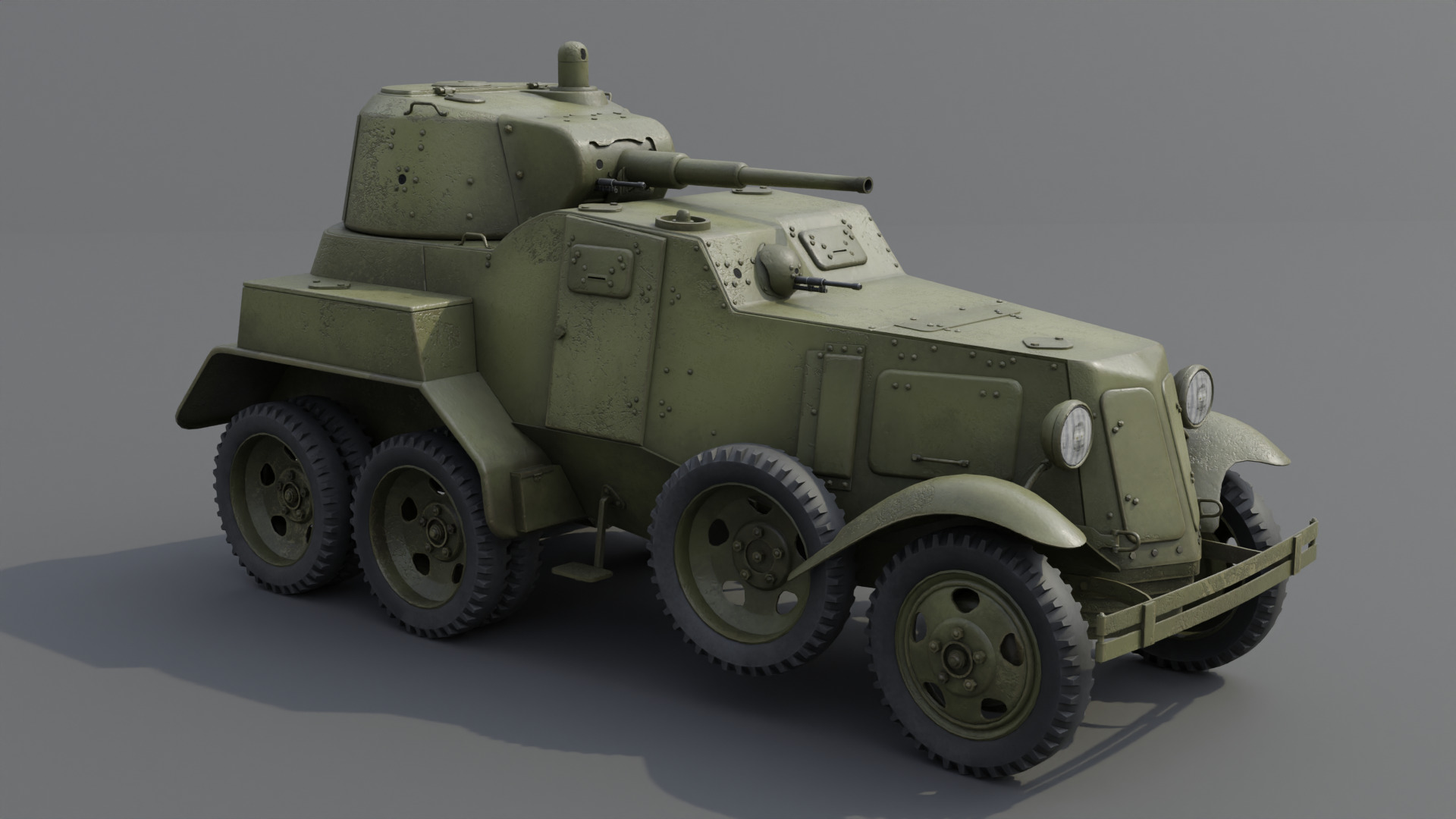 BA-10 Armored car Low-poly 3D model_4