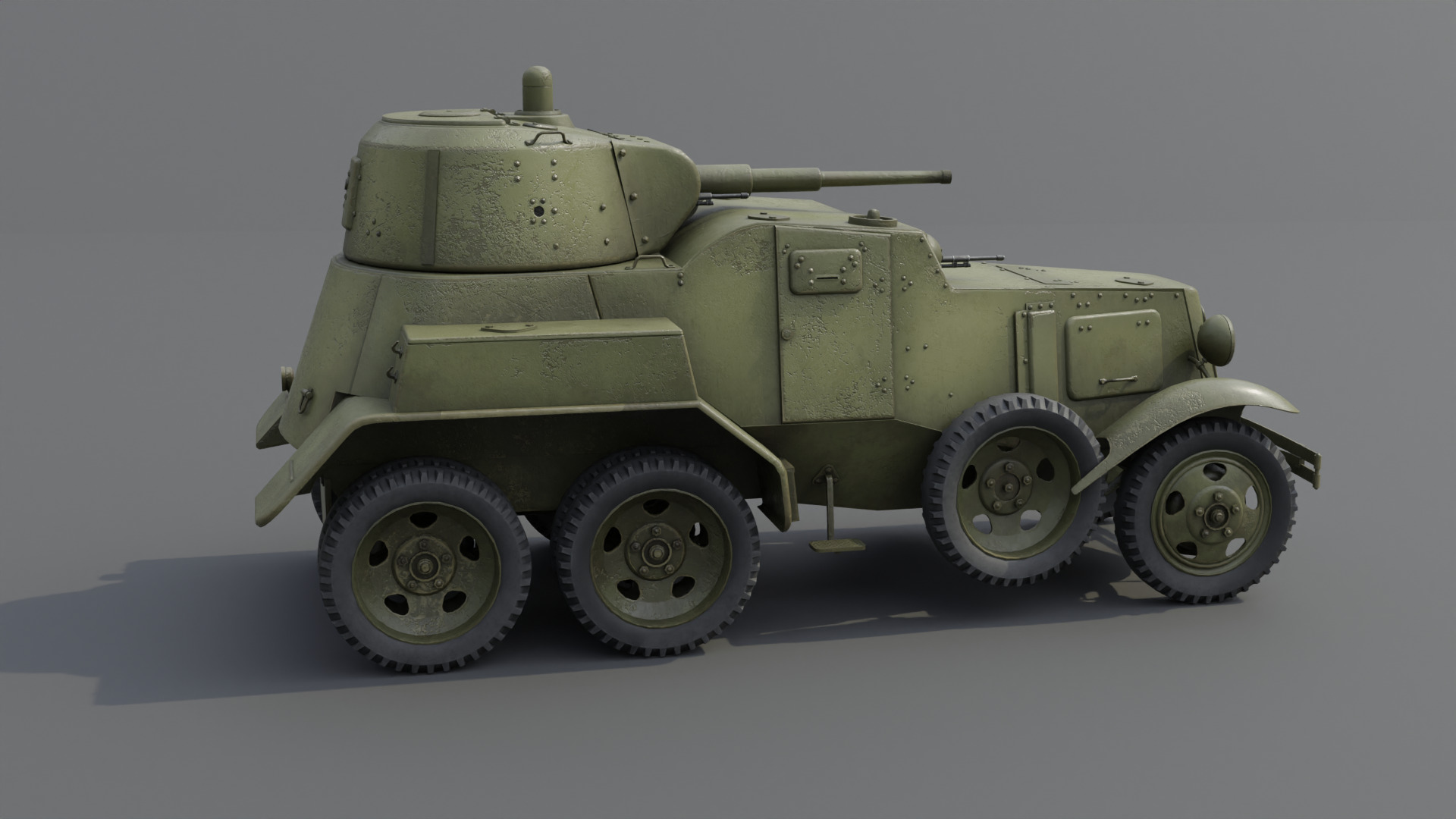 BA-10 Armored car Low-poly 3D model_15