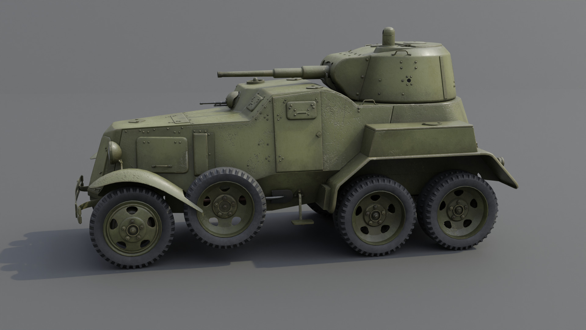 BA-10 Armored car Low-poly 3D model_20