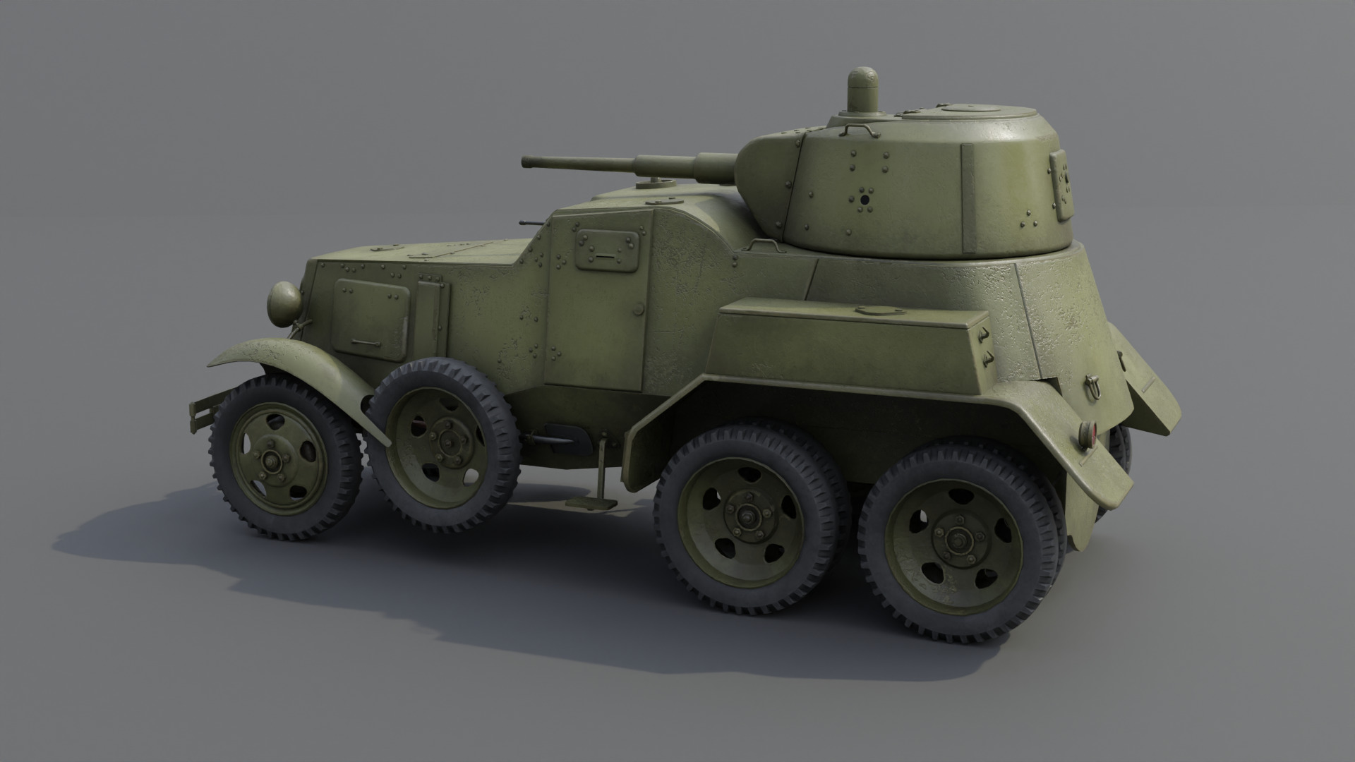 BA-10 Armored car Low-poly 3D model_19