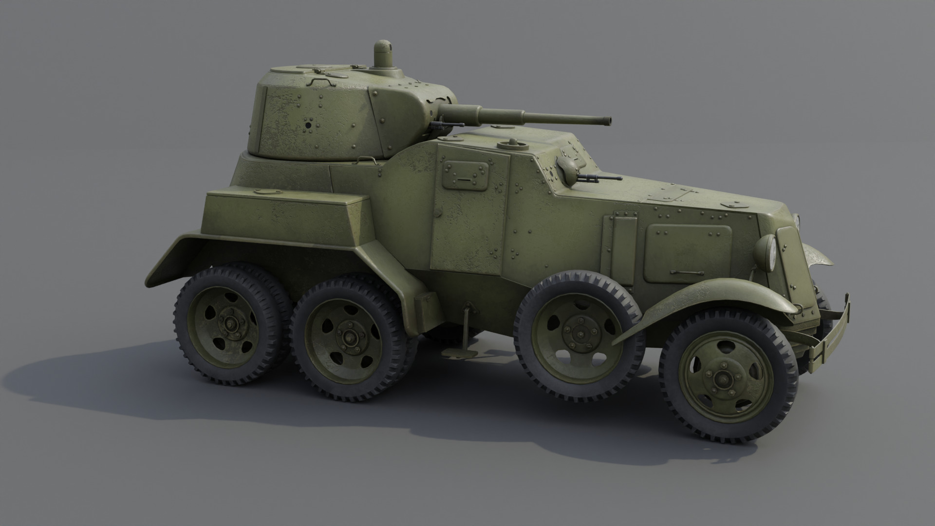 BA-10 Armored car Low-poly 3D model_14