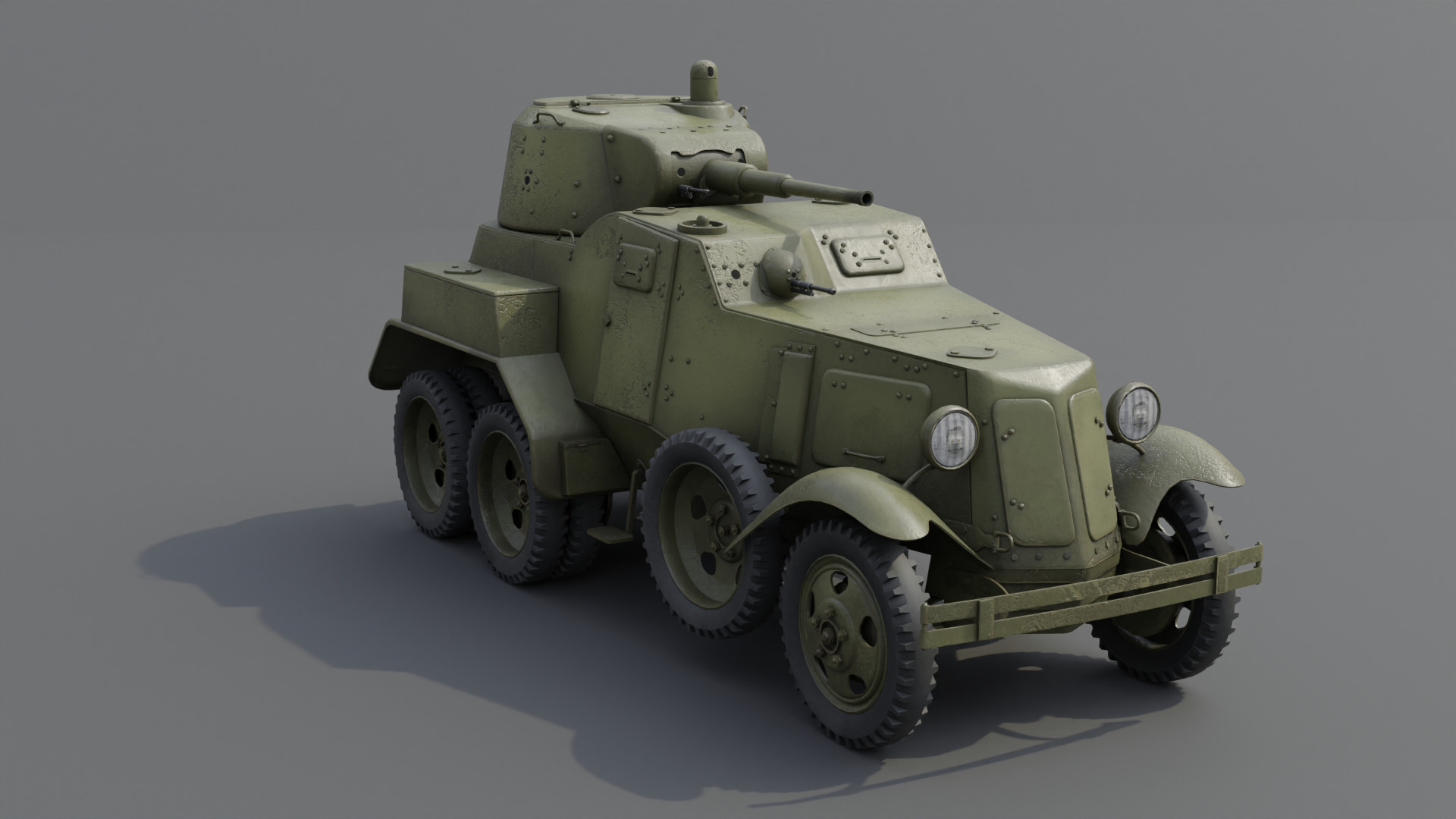 BA-10 Armored car Low-poly 3D model_13