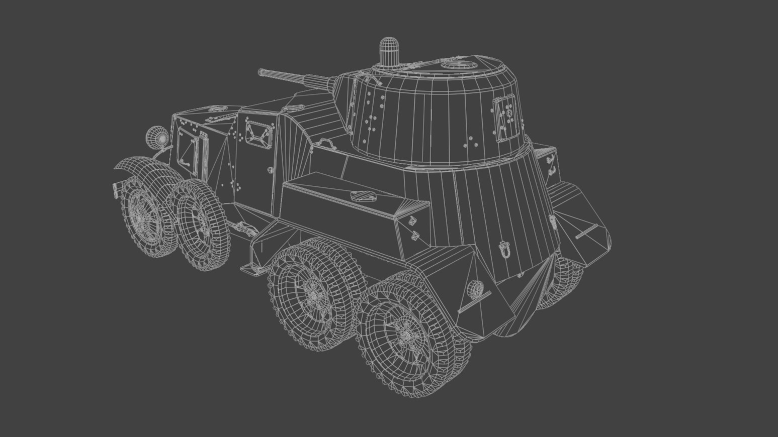 BA-10 Armored car Low-poly 3D model_8