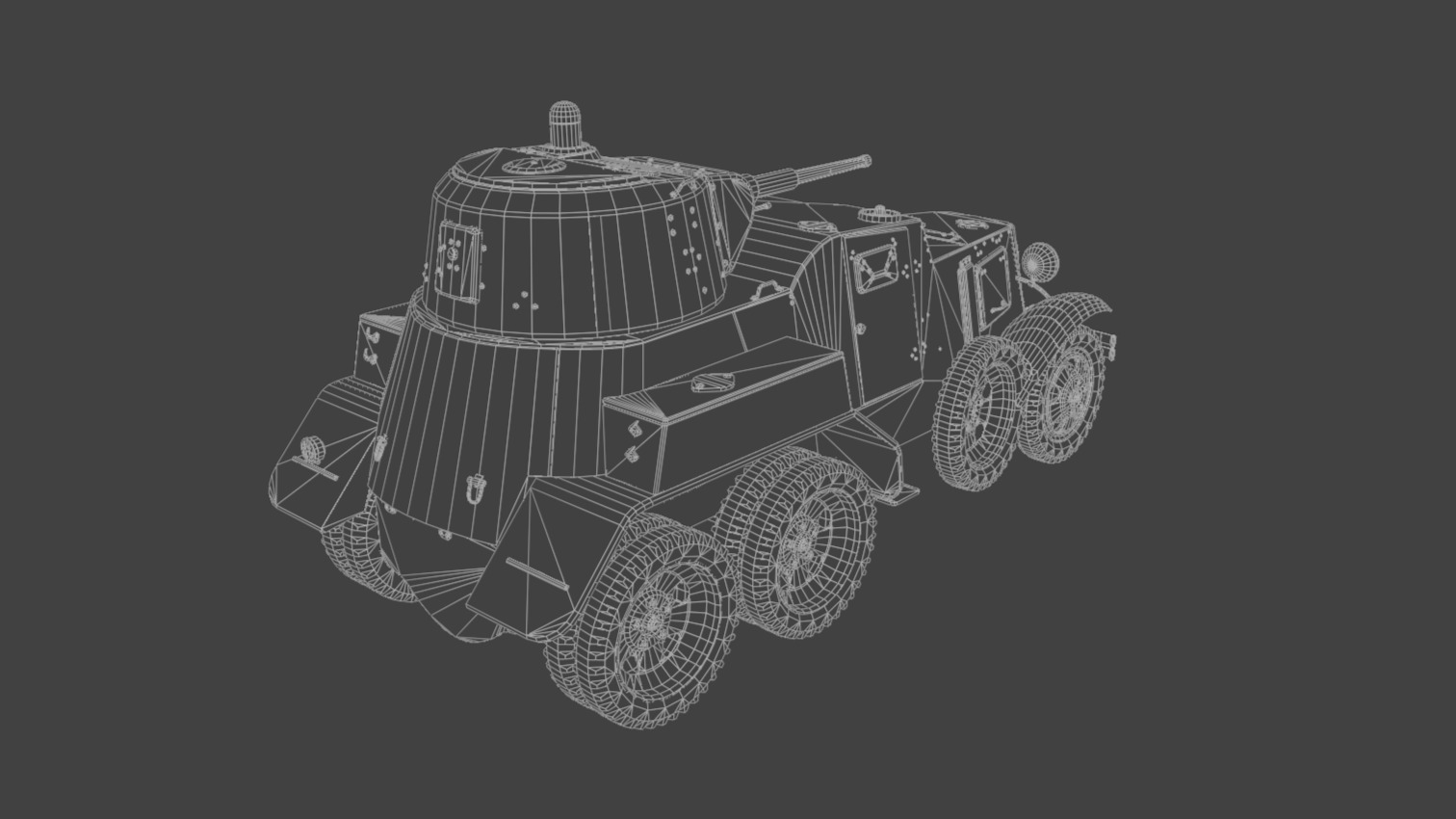 BA-10 Armored car Low-poly 3D model_9