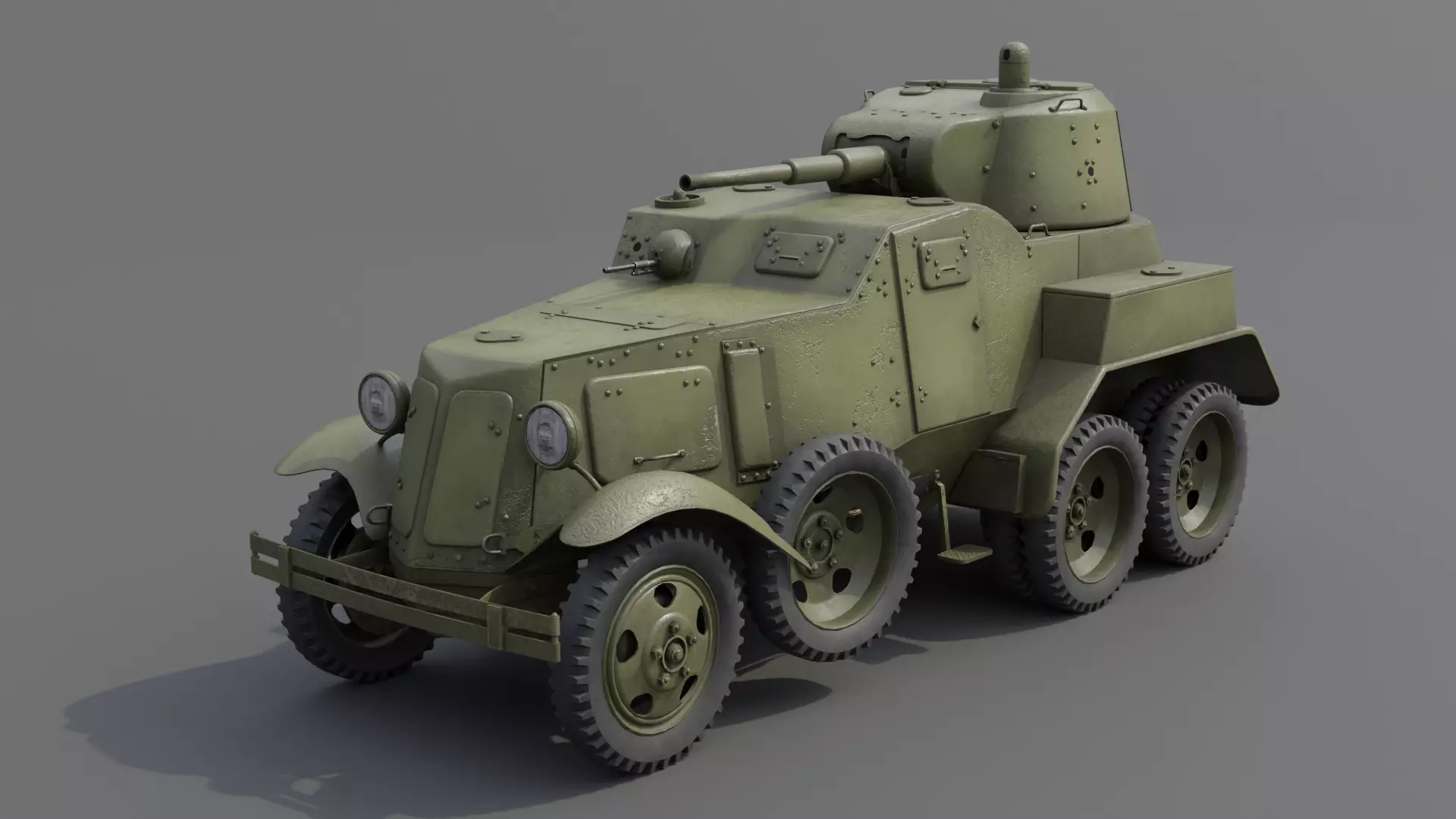 BA-10 Armored car Low-poly 3D model_0