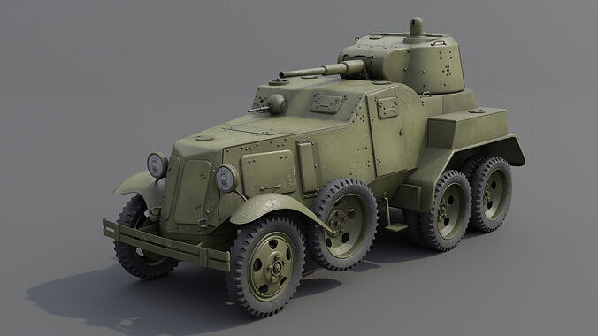 BA-10 Armored car Low-poly 3D model