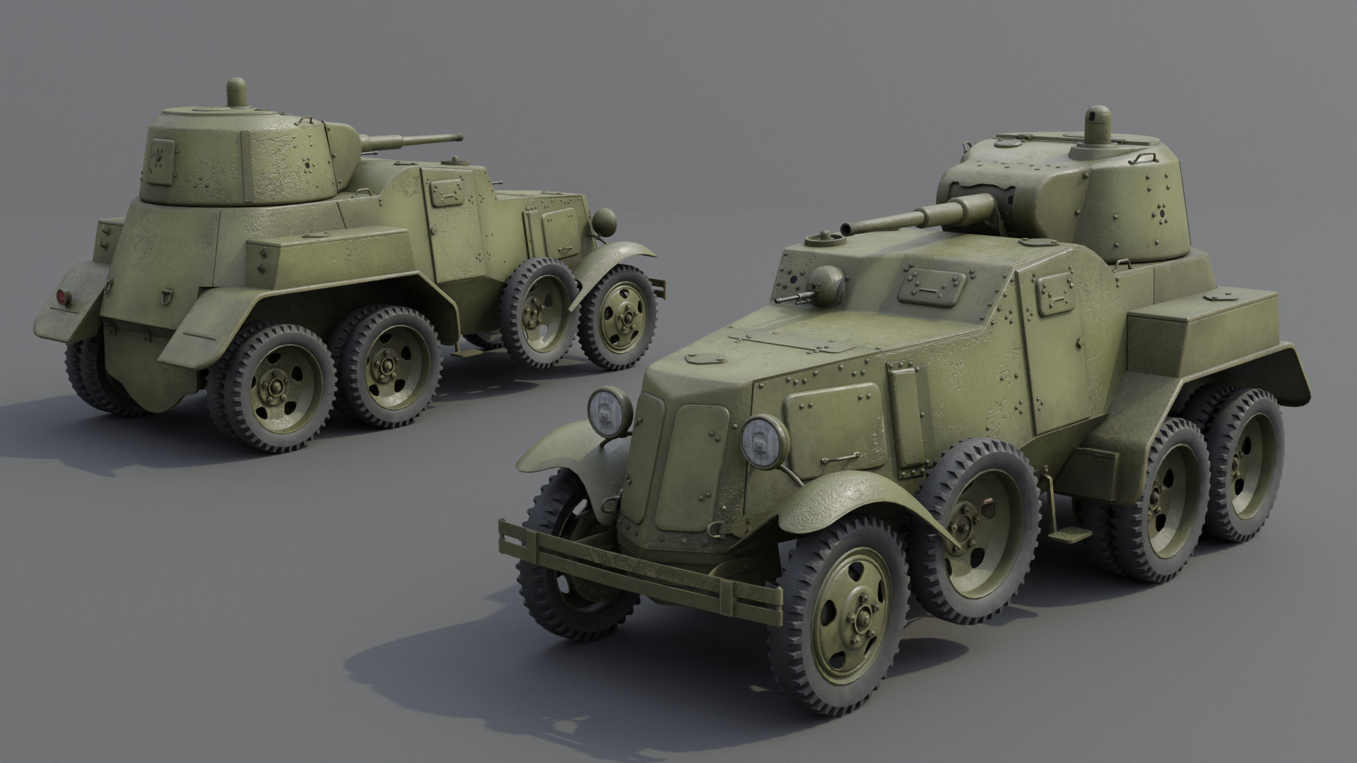 BA-10 Armored car Low-poly 3D model_2