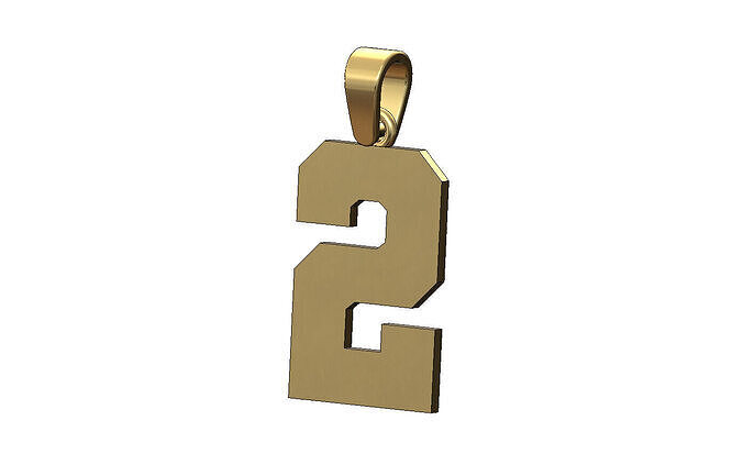 Number 2 two varsity high school sports letterman pendant charm 3D print model