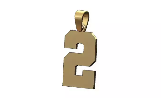Number 2 two varsity high school sports letterman pendant charm 3D print model