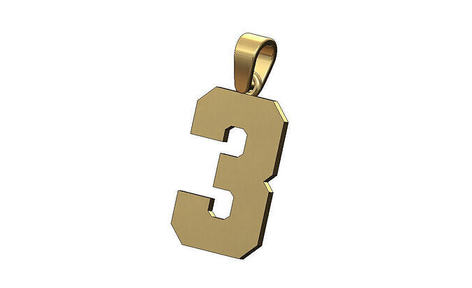 Number 3 three varsity high school letterman pendant charm  3D print model