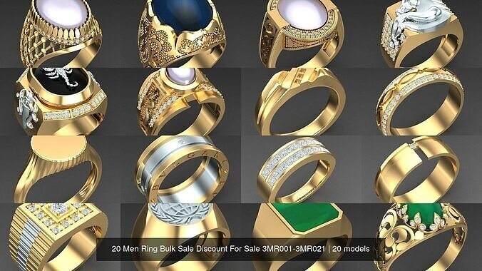 20 Men Ring Bulk Sale Discount For Sale 3MR001-3MR020 3D Model Collection