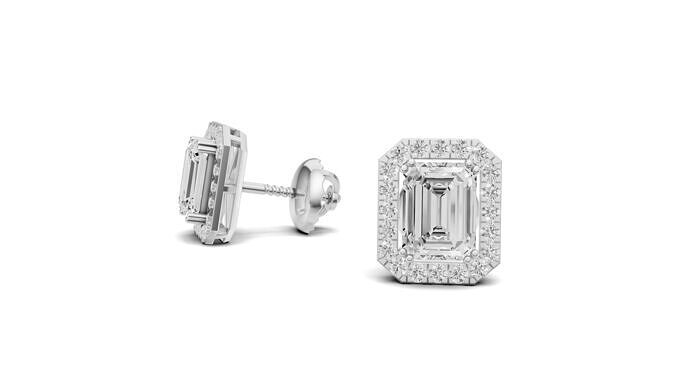 Emerald Pointer Diamond Stud with Small Diamond 3D print model