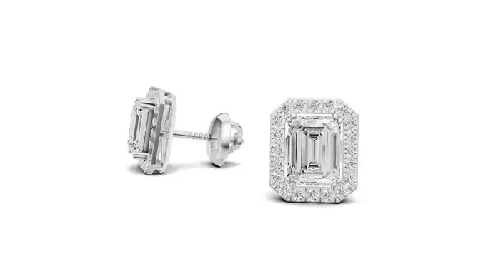 Emerald Pointer Diamond Stud with Small Diamond