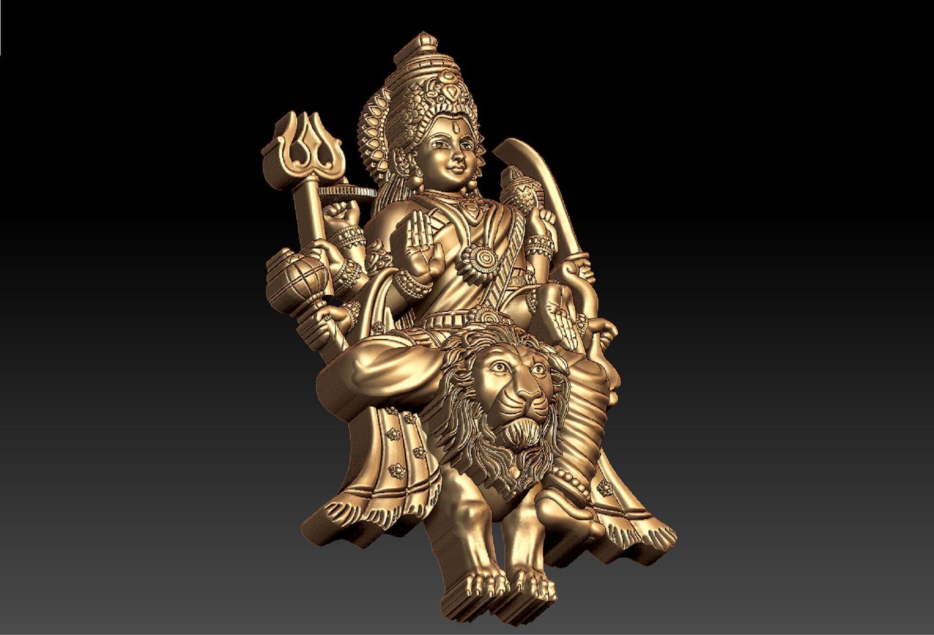 Durga devi pendent 3D print model_3