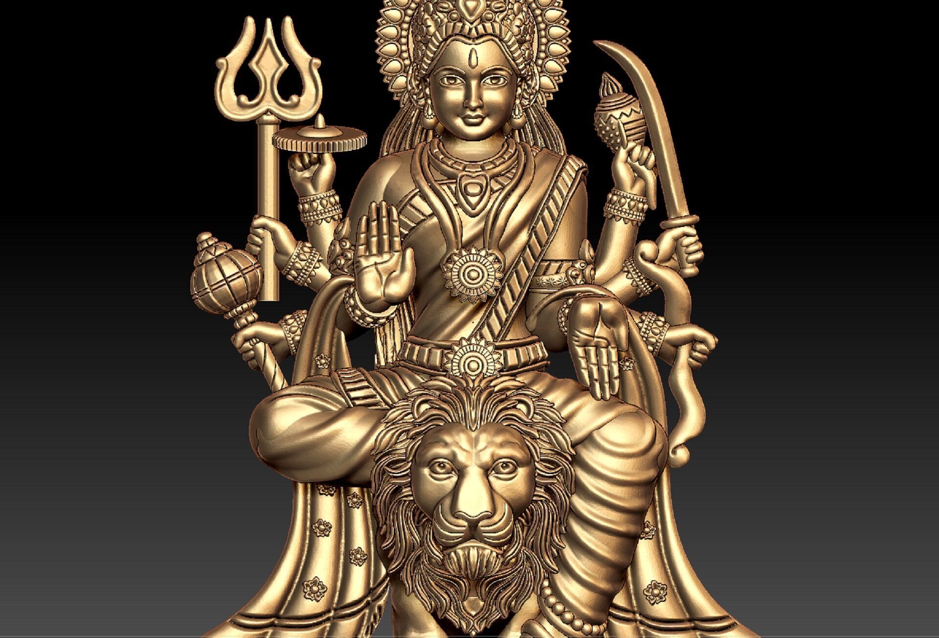 Durga devi pendent 3D print model_1