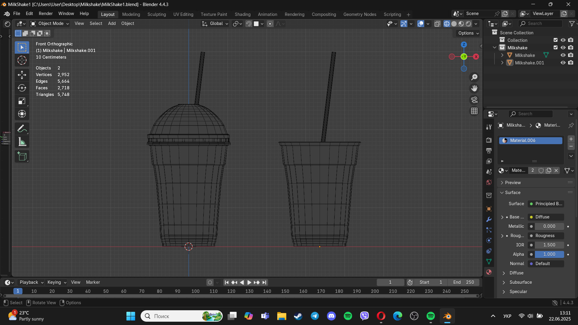 Banana Milkshake Low-poly 3D model_6