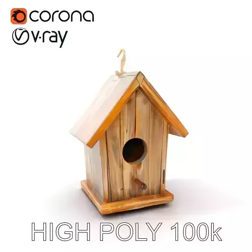 Wooden Birdhouse Model Pack with Realistic PBR Textures Low-poly 3D model