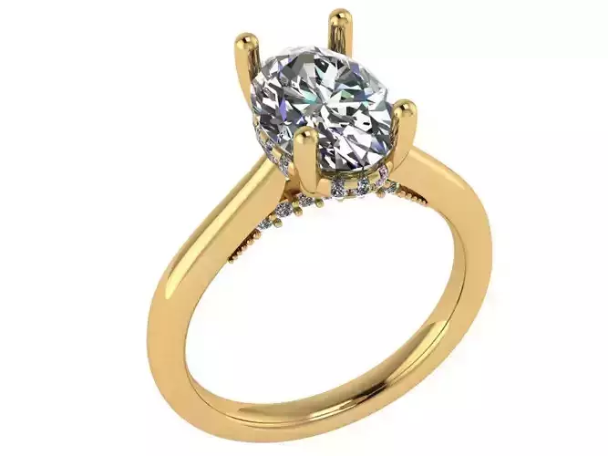 Oval shape halo ring with stones underneath