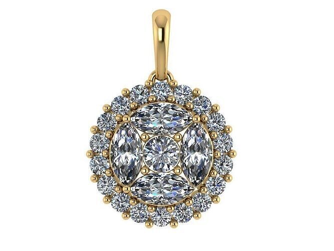Halo pendant with four marquise diamonds 3D print model