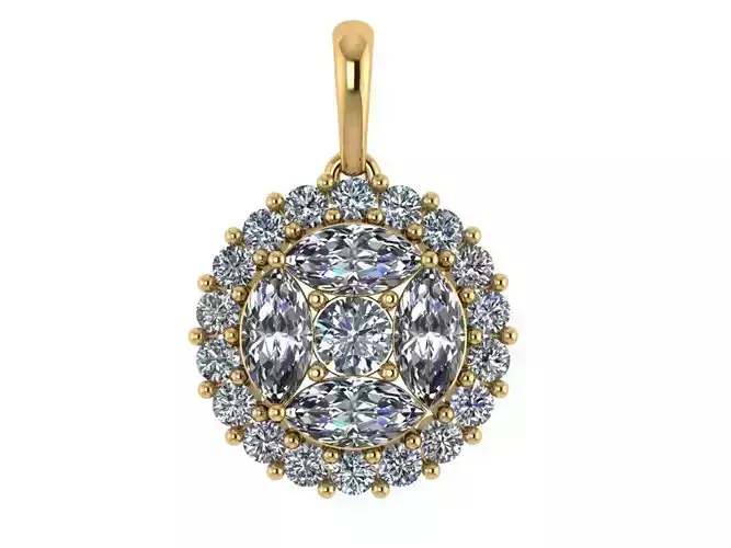 Halo pendant with four marquise diamonds