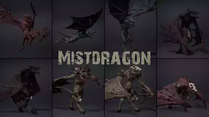 Mistdragon Low-poly 3D model