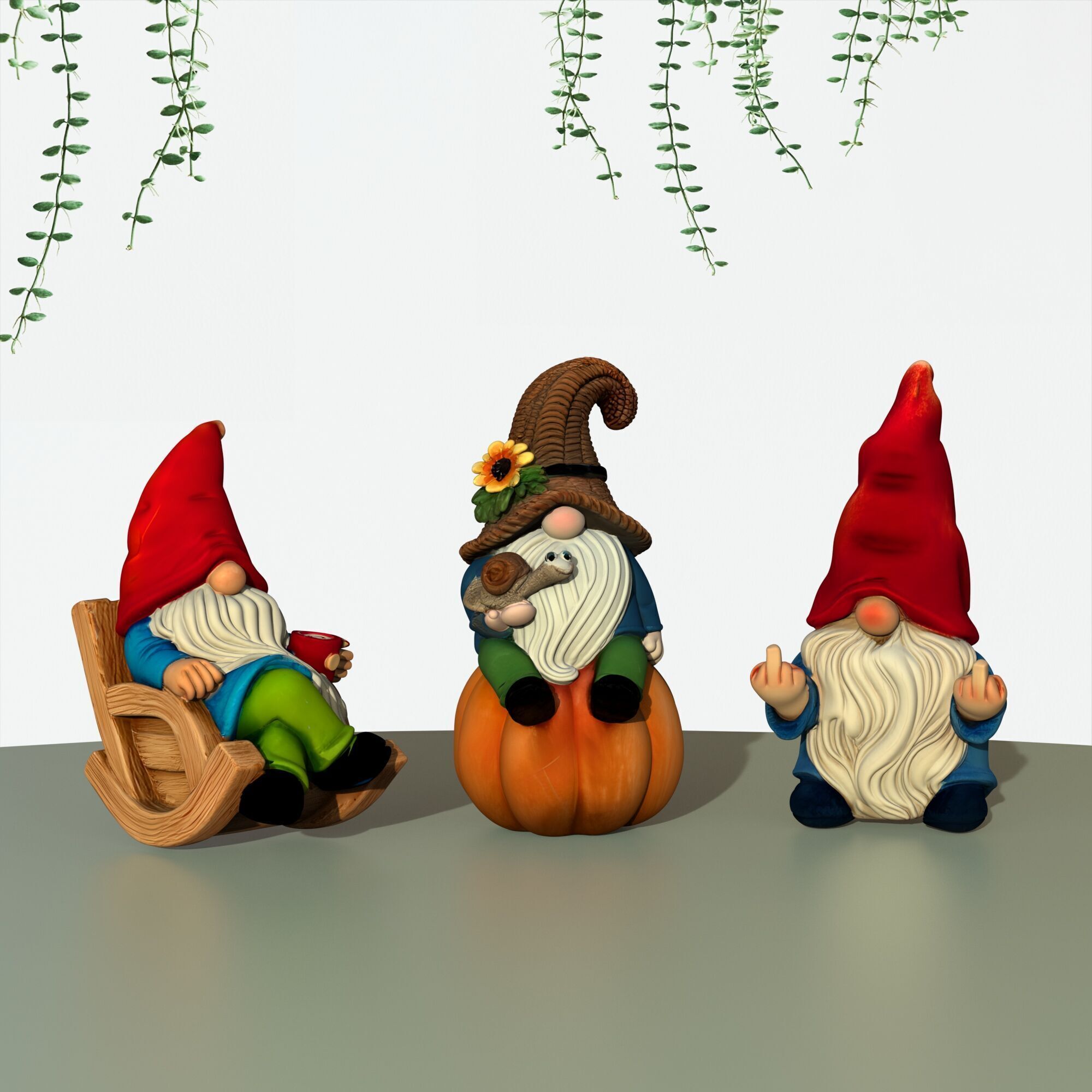 Garden Gnome Figures 3 pcs 3D print model_2