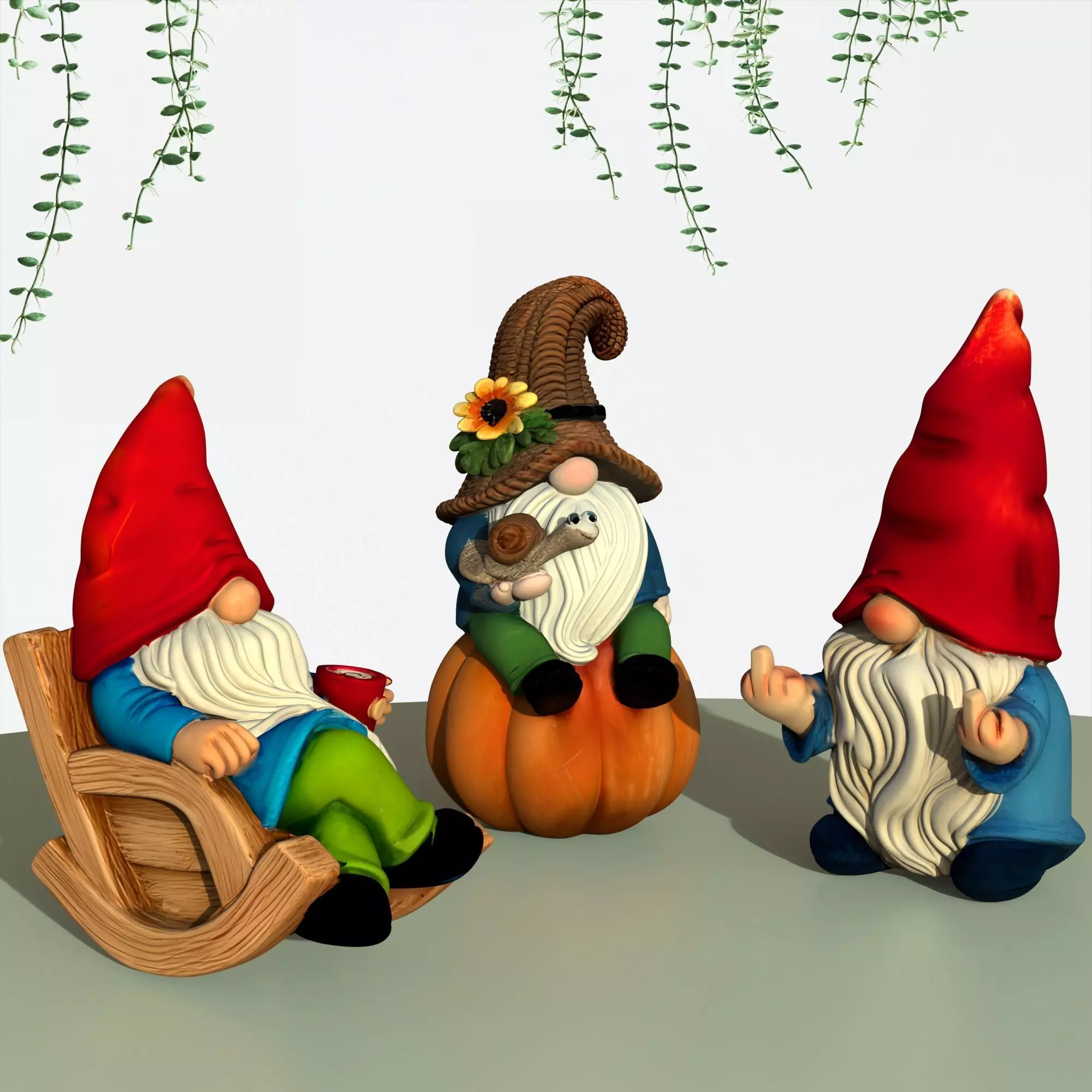 Garden Gnome Figures 3 pcs 3D print model_0