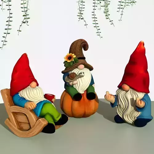 Garden Gnome Figures 3 pcs 3D print model